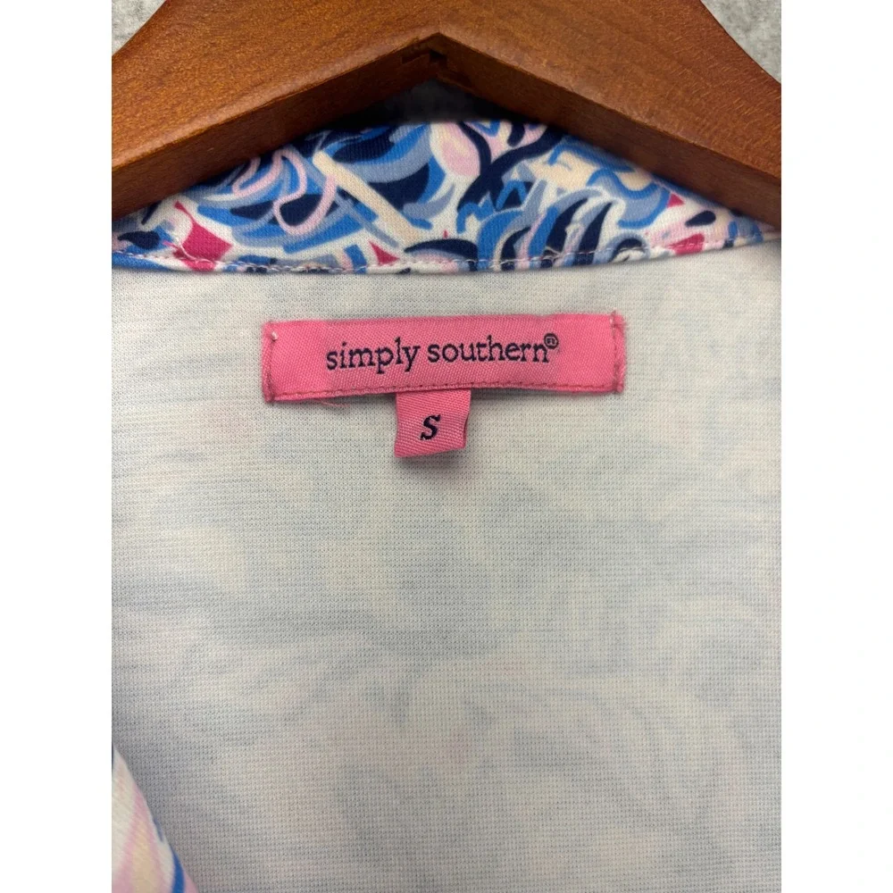 Simply Southern Womens S Tropical Print Sleeveless Golf Polo Shift Dress Pink